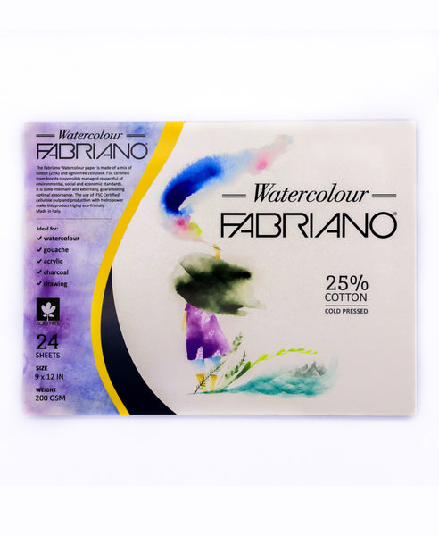 Fabriano Blocks Watercolor 25% Cotton 200gsm 24's per pad